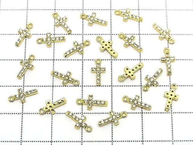 Metal Parts 10x5mm Cross Gold color (with CZ) 2pcs