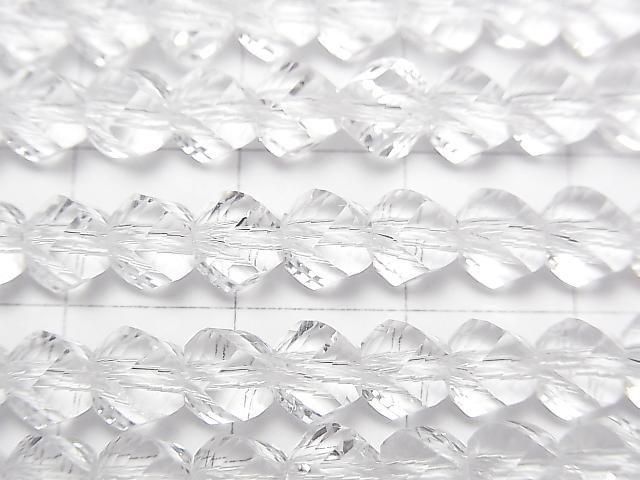 Crystal (Fused Quartz) AAA 8-Faceted Twist x Multiple Facets 6mm 1strand beads (approx. 15inch/36cm) High Quality!