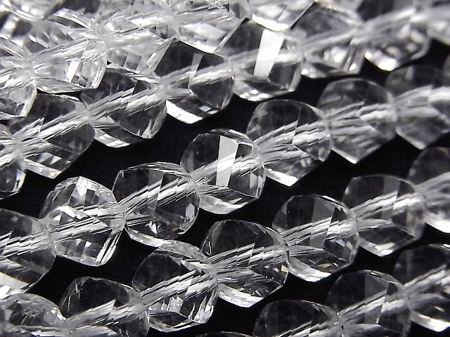 Crystal (Fused Quartz) AAA 8-Faceted Twist x Multiple Facets 8mm 1strand beads (approx. 15inch/36cm) High Quality!