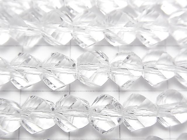 Crystal (Fused Quartz) AAA 8-Faceted Twist x Multiple Facets 8mm 1strand beads (approx. 15inch/36cm) High Quality!