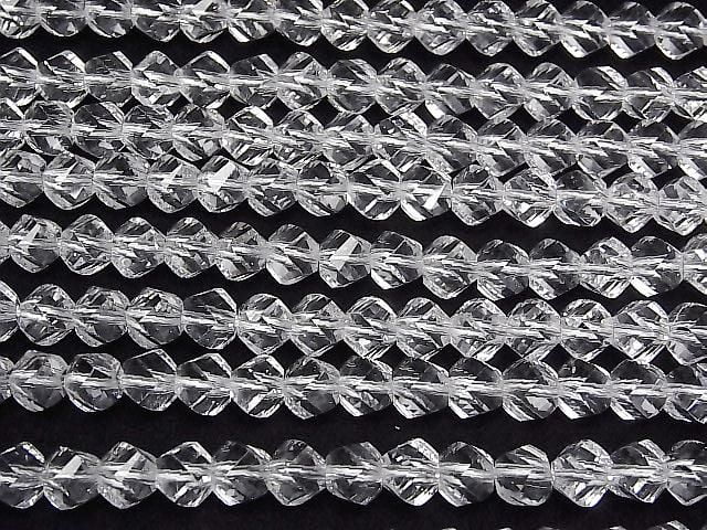Crystal (Fused Quartz) AAA 8-Faceted Twist x Multiple Facets 8mm 1strand beads (approx. 15inch/36cm) High Quality!