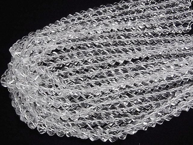 Crystal (Fused Quartz) AAA 8-Faceted Twist x Multiple Facets 8mm 1strand beads (approx. 15inch/36cm) High Quality!