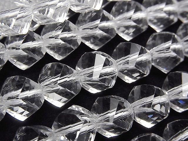 Crystal (Fused Quartz) AAA 8-Faceted Twist x Multiple Facets 10mm 1strand beads (approx. 15inch/36cm) High Quality!