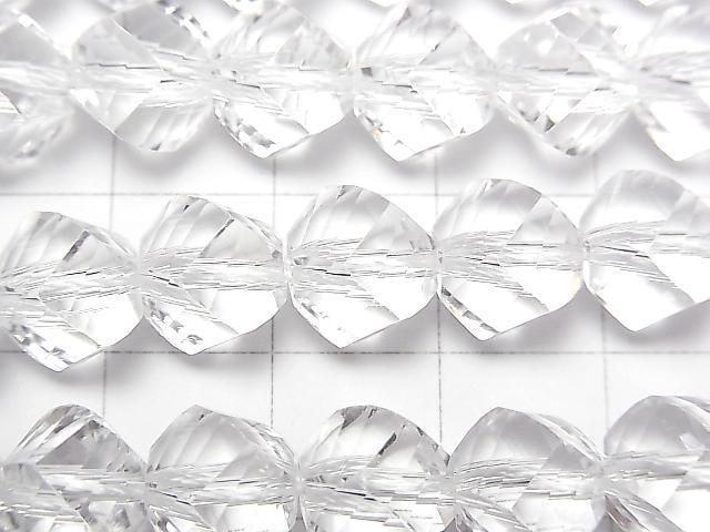 Crystal (Fused Quartz) AAA 8-Faceted Twist x Multiple Facets 10mm 1strand beads (approx. 15inch/36cm) High Quality!