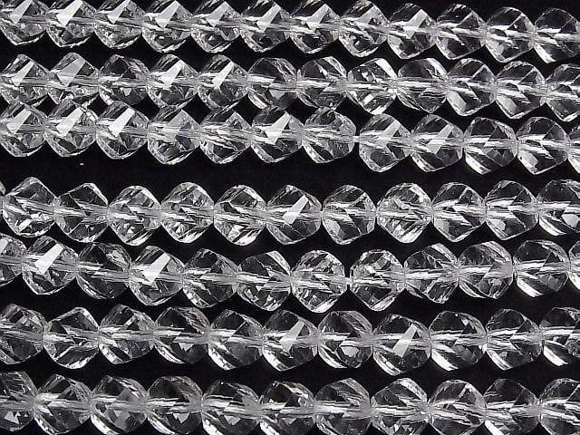 Crystal (Fused Quartz) AAA 8-Faceted Twist x Multiple Facets 10mm 1strand beads (approx. 15inch/36cm) High Quality!