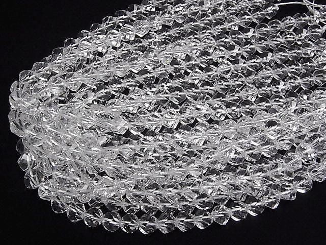 Crystal (Fused Quartz) AAA 8-Faceted Twist x Multiple Facets 10mm 1strand beads (approx. 15inch/36cm) High Quality!
