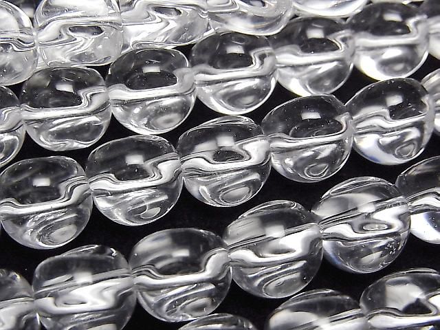 Crystal (Fused Quartz) AAA 3-Faceted Twist Round 10mm 1strand beads (approx. 14 inches/35 cm)