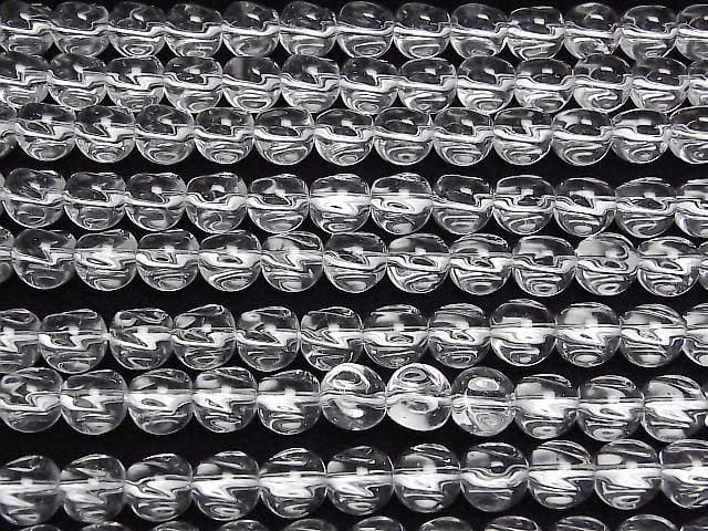 Crystal (Fused Quartz) AAA 3-Faceted Twist Round 10mm 1strand beads (approx. 14 inches/35 cm)