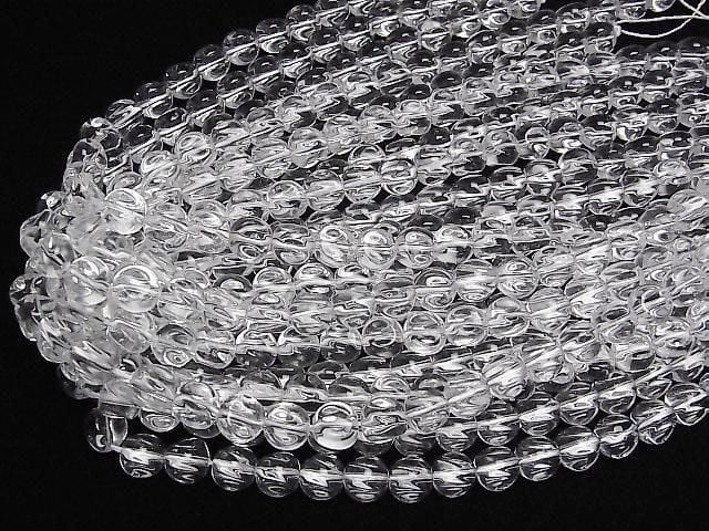 Crystal (Fused Quartz) AAA 3-Faceted Twist Round 10mm 1strand beads (approx. 14 inches/35 cm)