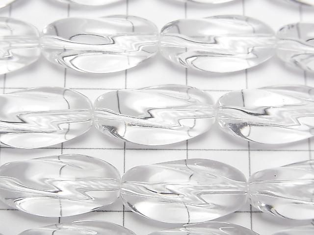 Crystal (Fused Quartz) AAA 3-Faceted Twist Rice 19x9x9mm 1strand beads (approx. 14inch/34cm)