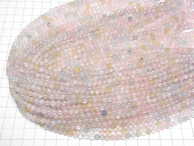 Beryl Mix (Multicolor Aquamarine) AAA- Round 4.5mm half or 1strand beads (approx. 15inch/38cm)