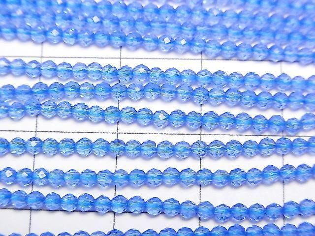 Glass Beads Faceted Round 2mm Blue 1strand beads (aprx.14inch/34cm)High Quality!
