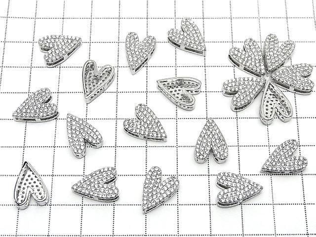 Metal Parts 15x10.5mm Heart Shape Silver color (with CZ) 2 pcs