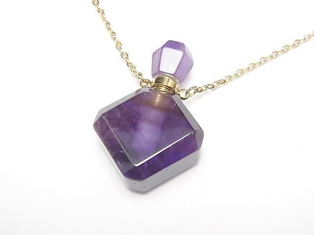 Amethyst Bottle Necklace Diamond 36x24mm 1strand beads (approx. 23inch/58cm)