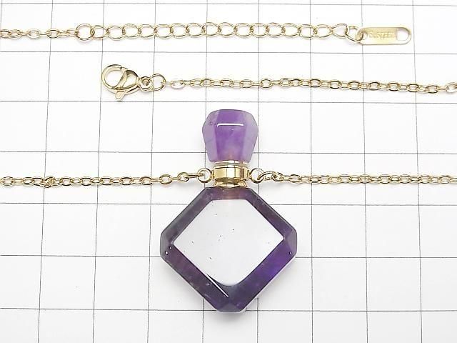 Amethyst Bottle Necklace Diamond 36x24mm 1strand beads (approx. 23inch/58cm)
