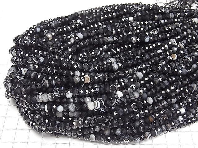 Brown-Black Agate Faceted Button Rondelle 6x6x4mm 1strand beads (approx. 15inch/36cm) High Quality!