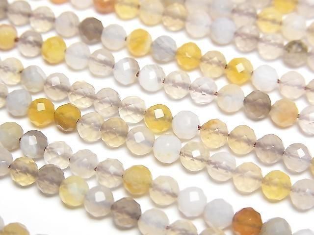 Botswana Agate Faceted Round 4mm 1strand beads (aprx.15inch/36cm)High Quality!
