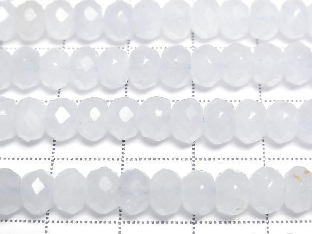 Grayish-blue color Jade Faceted Button Rondelle 6x6x5mm 1strand beads (approx. 14inch/34cm)