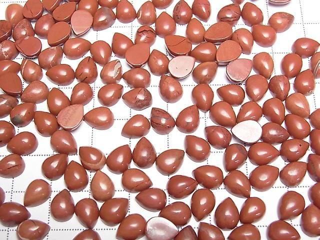 Red Jasper Pear Shape Cabochon 8x6mm 5pcs