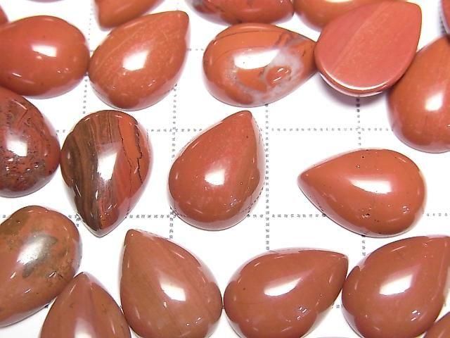 Red Jasper Pear Shape Cabochon 14x10mm 3pcs