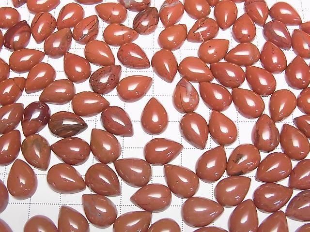 Red Jasper Pear Shape Cabochon 14x10mm 3pcs