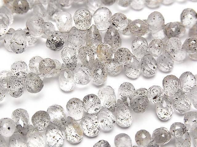 Mica in Quartz Drop Faceted Briolette Half or 1strand beads (approx. 6 inches/16 cm)