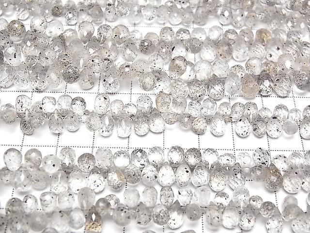 Mica in Quartz Drop Faceted Briolette Half or 1strand beads (approx. 6 inches/16 cm)