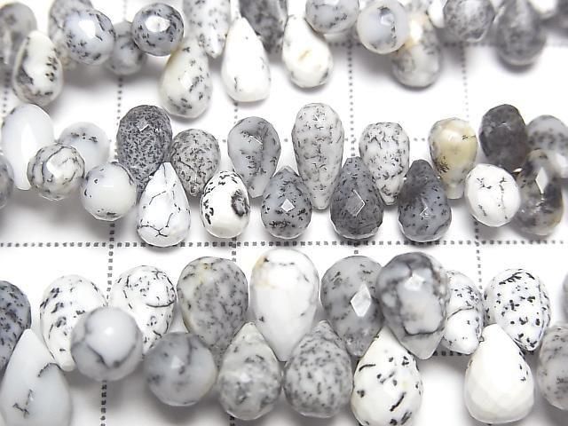 Dendrite Opal Drop Faceted Briolette half or 1strand beads (aprx.7inch/17cm)