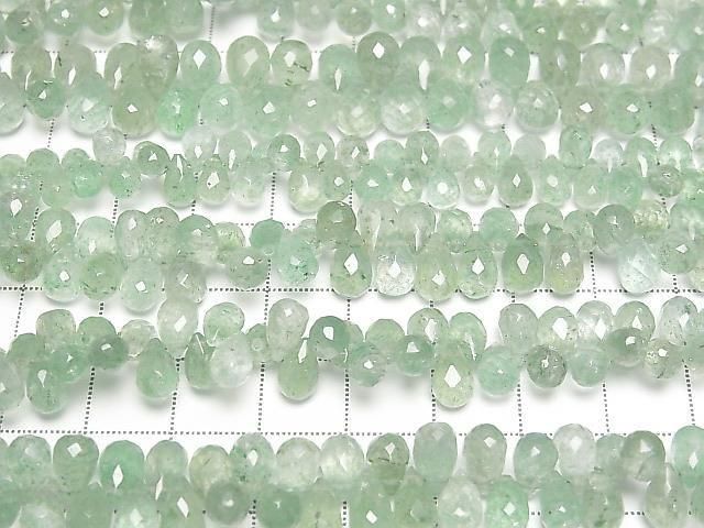 Green Aventurine Drop Faceted Briolette half or 1strand beads (approx. 6 inches/16 cm)