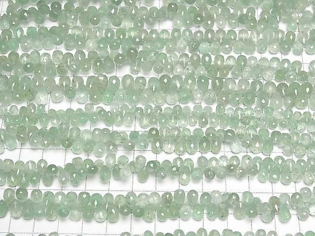 Green Aventurine Drop Faceted Briolette half or 1strand beads (approx. 6 inches/16 cm)
