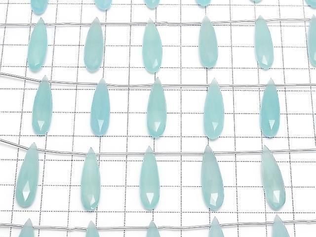 Sea Blue Chalcedony Faceted Pear Shape 25x7mm 1strand (5pcs )