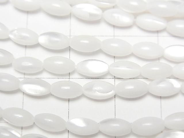Mother of Pearl (MOP) White Rice 7x4x4mm 1strand beads (approx. 15inch/38cm)