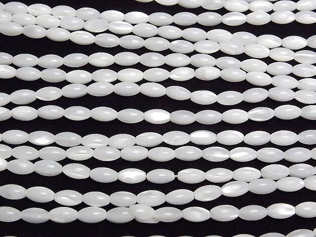 Mother of Pearl (MOP) White Rice 7x4x4mm 1strand beads (approx. 15inch/38cm)