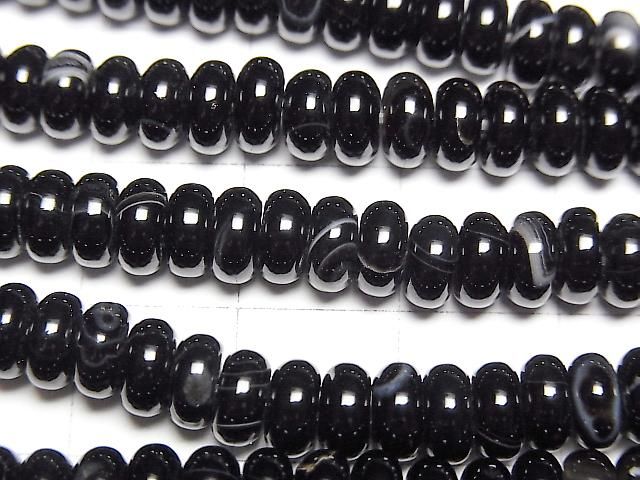 Black Agate Rondelle 6x6x3mm 1strand beads (approx. 15 inches/38 cm)