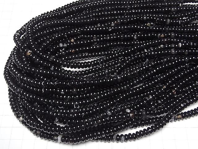 Black Agate Rondelle 6x6x3mm 1strand beads (approx. 15 inches/38 cm)