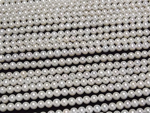Fresh Water Pearl AAA- White Semi Round-Potato 4.5-5mm 1strand beads (approx. 15inch/37cm)