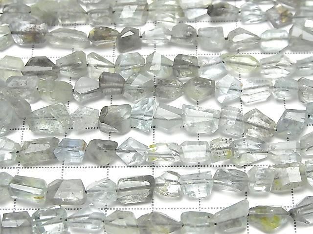 High Quality Moss Aquamarine AAA- Faceted Nugget half or 1strand beads (aprx.15inch/38cm)