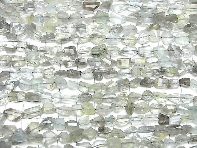 High Quality Moss Aquamarine AAA- Faceted Nugget half or 1strand beads (aprx.15inch/38cm)