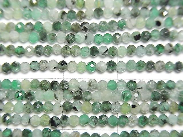Emerald AA++ Faceted Round 2mm 1strand beads (aprx.15inch/37cm)High Quality!