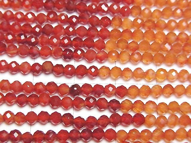 Carnelian Faceted Round 3mm Color Gradation 1strand beads (aprx.15inch/38cm)High Quality!