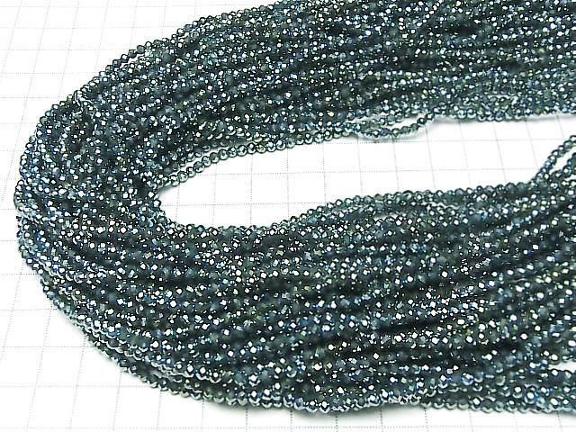 Hematite Faceted Round 3mm Green Coated 1strand beads (approx. 15 inch/36 cm) High Quality!
