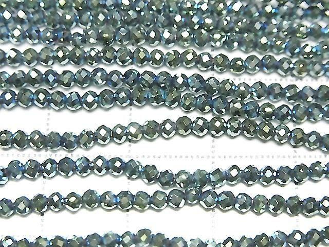 Hematite Faceted Round 2mm Green Coated 1strand beads (approx. 14 inches/34 cm) High Quality!