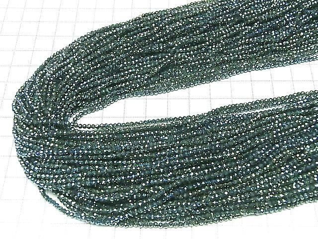 Hematite Faceted Round 2mm Green Coated 1strand beads (approx. 14 inches/34 cm) High Quality!