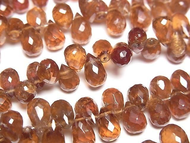 High Quality Hessonite Garnet AA++ Drop Faceted Briolette half or 1strand beads (aprx.6inch/15cm)