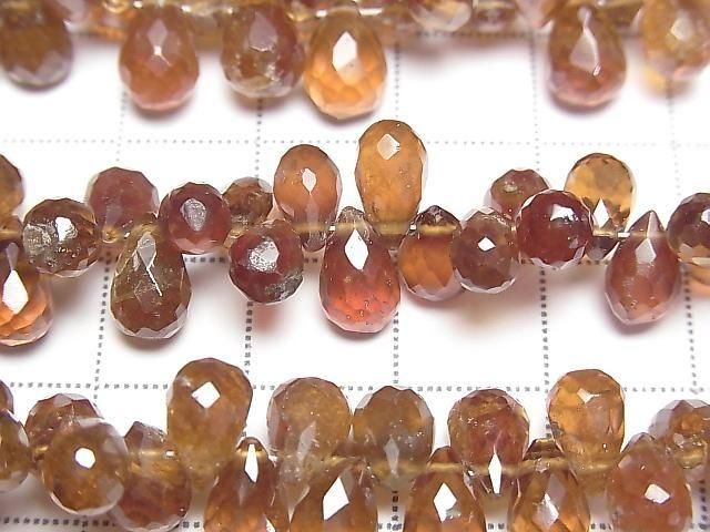 High Quality Hessonite Garnet AA++ Drop Faceted Briolette half or 1strand beads (aprx.6inch/15cm)