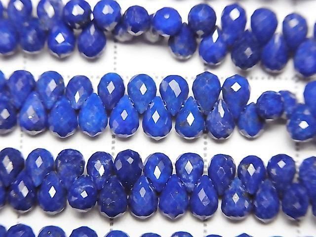 High Quality Lapislazuli AAA Drop Faceted Briolette 4x3x3mm half or 1strand beads (aprx.6inch/14cm)
