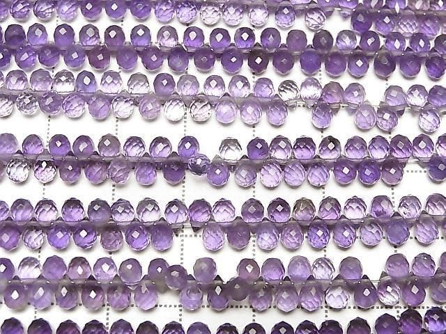 High Quality Amethyst AAA Drop Faceted Briolette 4x3x3mm half or 1strand beads (aprx.6inch/14cm)
