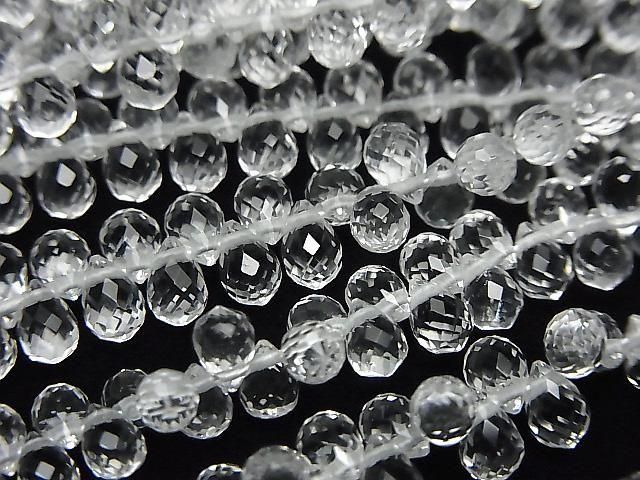High Quality Crystal AAA Drop Faceted Briolette 4x3x3mm half or 1strand beads (approx. 6 inches/14 cm)