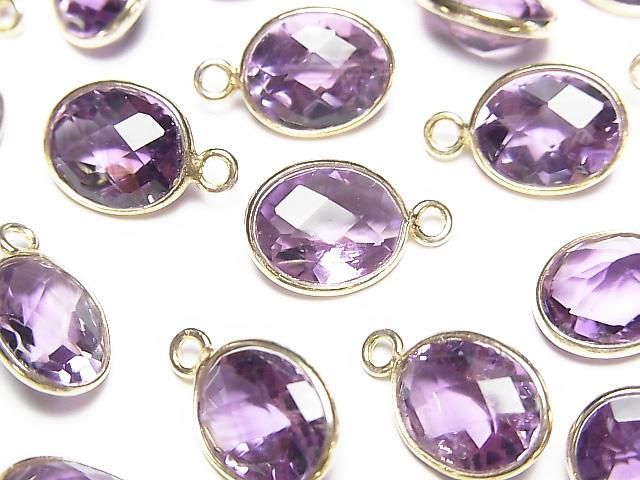 High Quality Amethyst AAA Bezel Setting Oval Faceted 10x8mm 18KGP 3pcs
