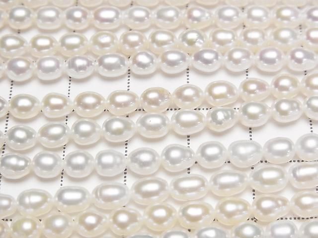 Fresh Water Pearl AA++ Rice Drop 5x4.5x4.5mm White 1strand beads (approx. 15inch/38cm)